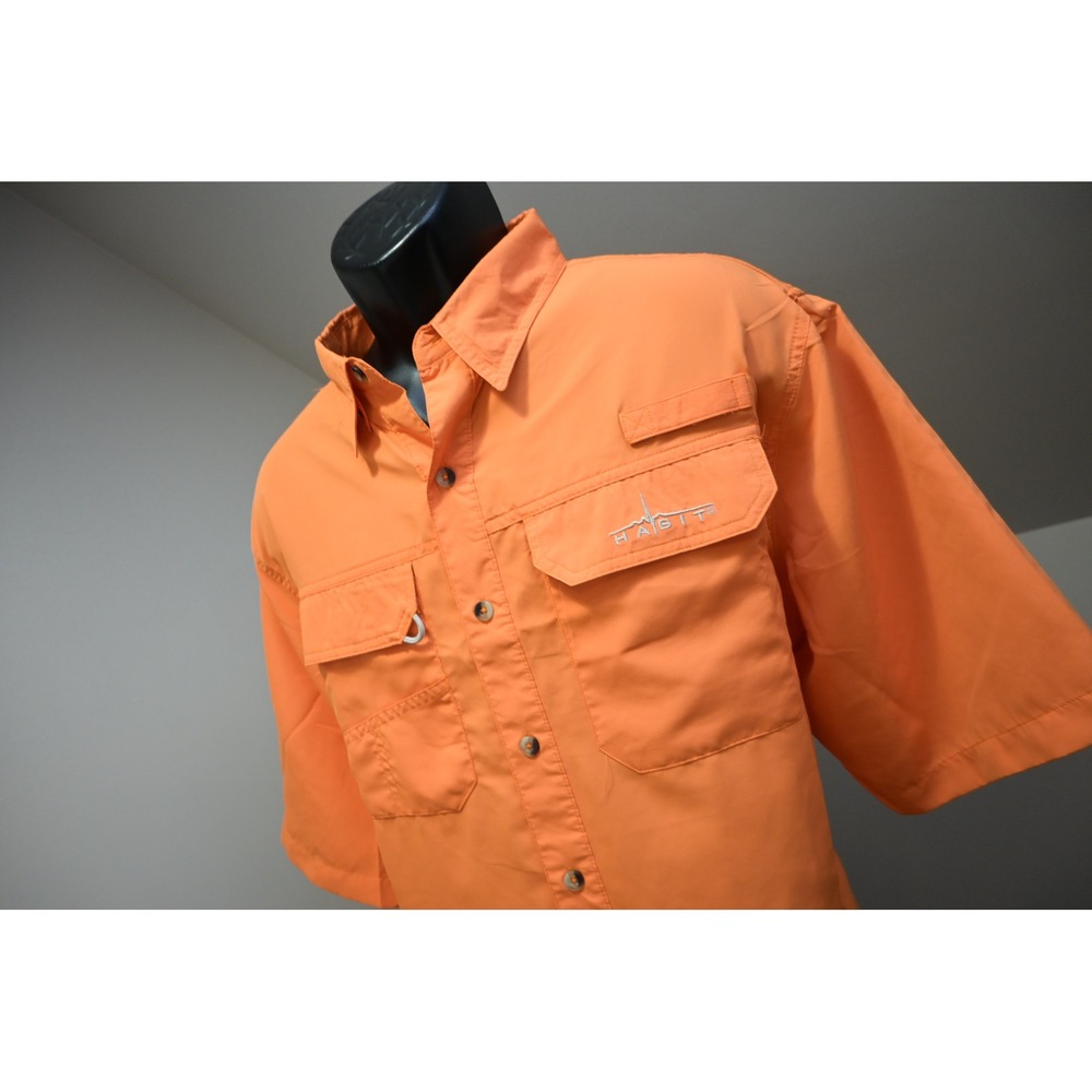 Habit Fishing Shirt Mens Large Orange Short Sleeve UPF 40+ Ventilated Excellent